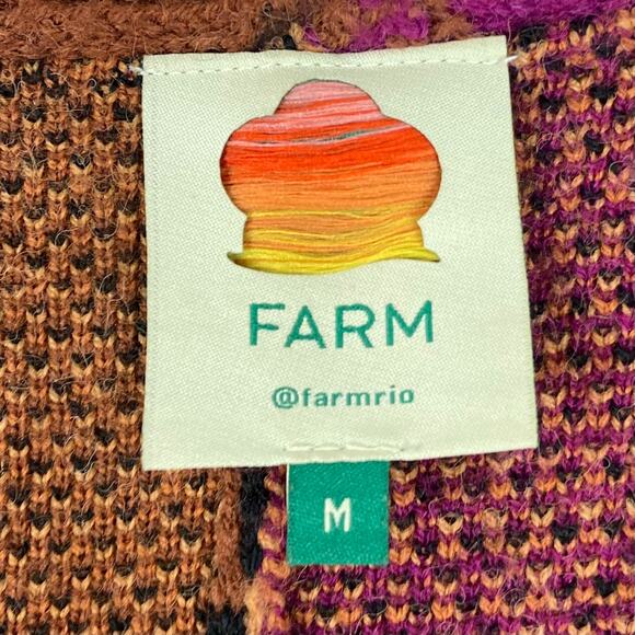 NWOT FARM RIO Cardigan M Oversized Wild-Leopards&Animal-Print Fuchsia-Pink&Brown - Picture 4 of 12